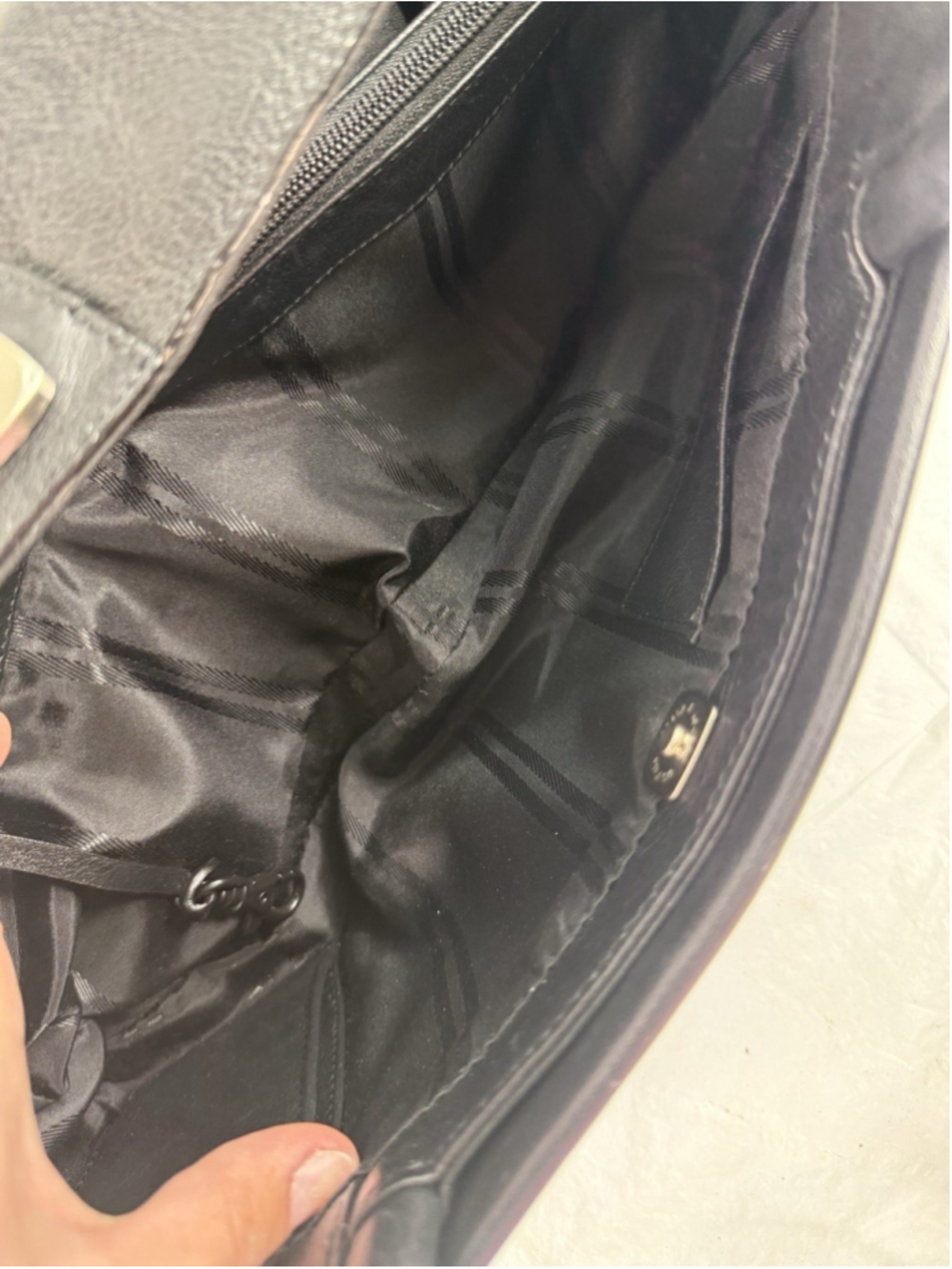 vintage TUMI OLD MONEY black leather shoulder tote bag east-west structured - Picture 9 of 15